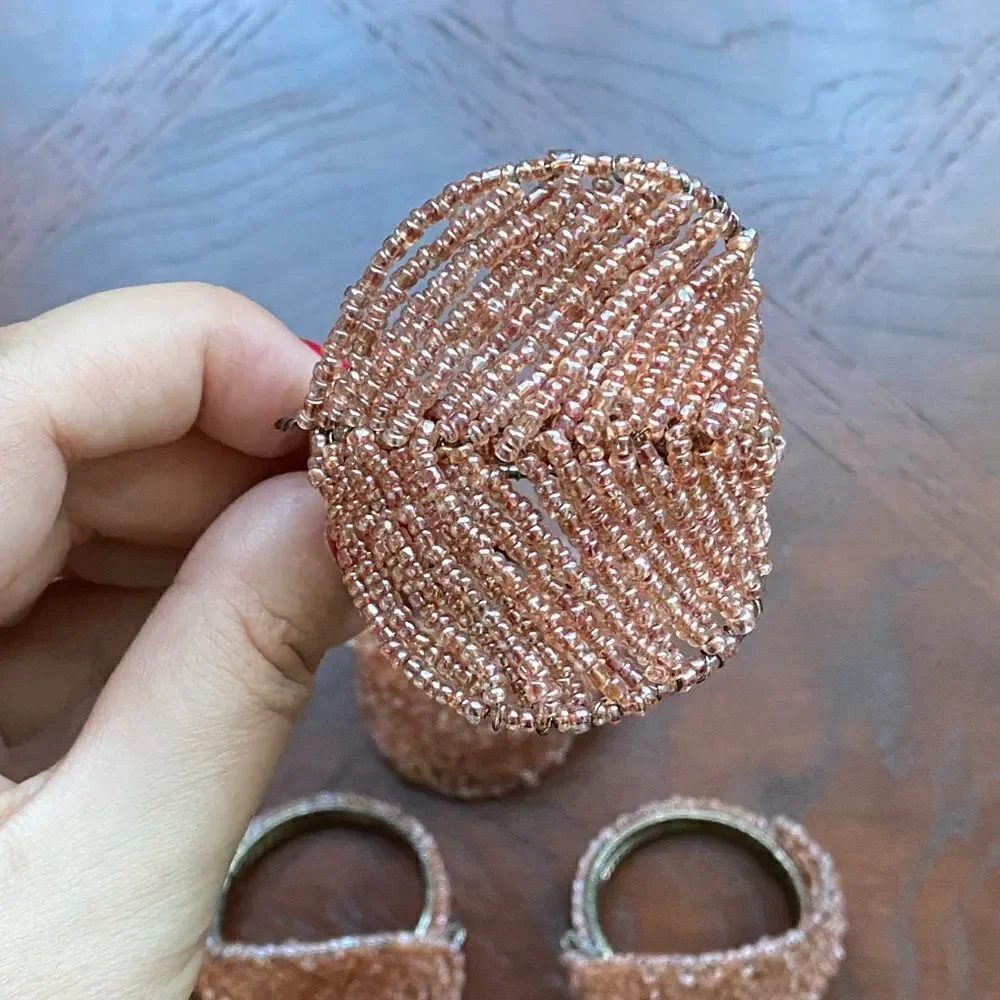 Pier 1 Vintage Beaded Napkin Rings Set Of 4
